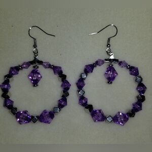 NWT Handcrafted Amethyst Bracelet and Earrings Set.